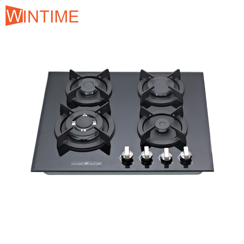 4 burner tempered glass panel gas hob